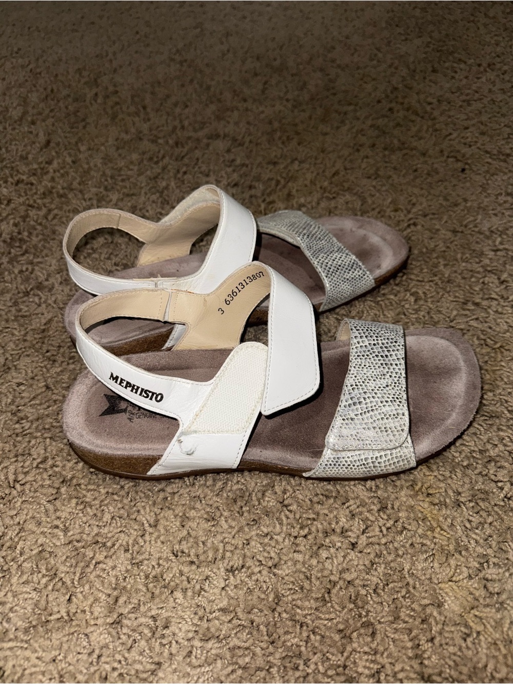 Mephisto Women's Agave White Leather Adjustable Tango Sandals